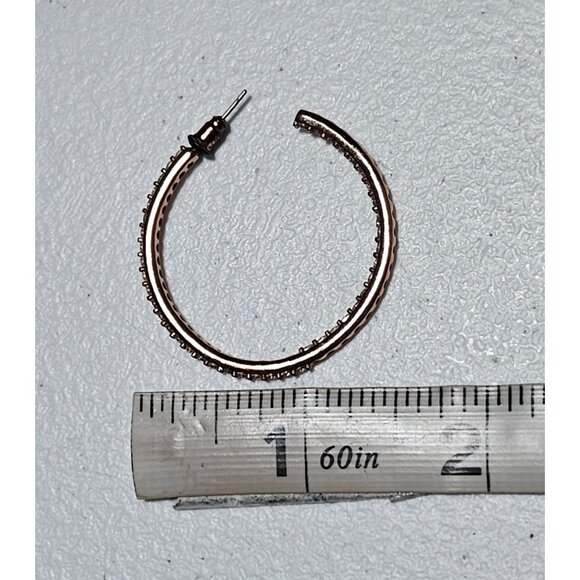 Elegant Rhinestone Rose Gold Tone Hoop Earrings Classic Fashion Jewelry Women - Picture 4 of 4